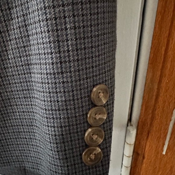 Chaps 48L‎ Sport Coat Navy Blue Plaid Poly Blend Two Button Lined. - Picture 3 of 14